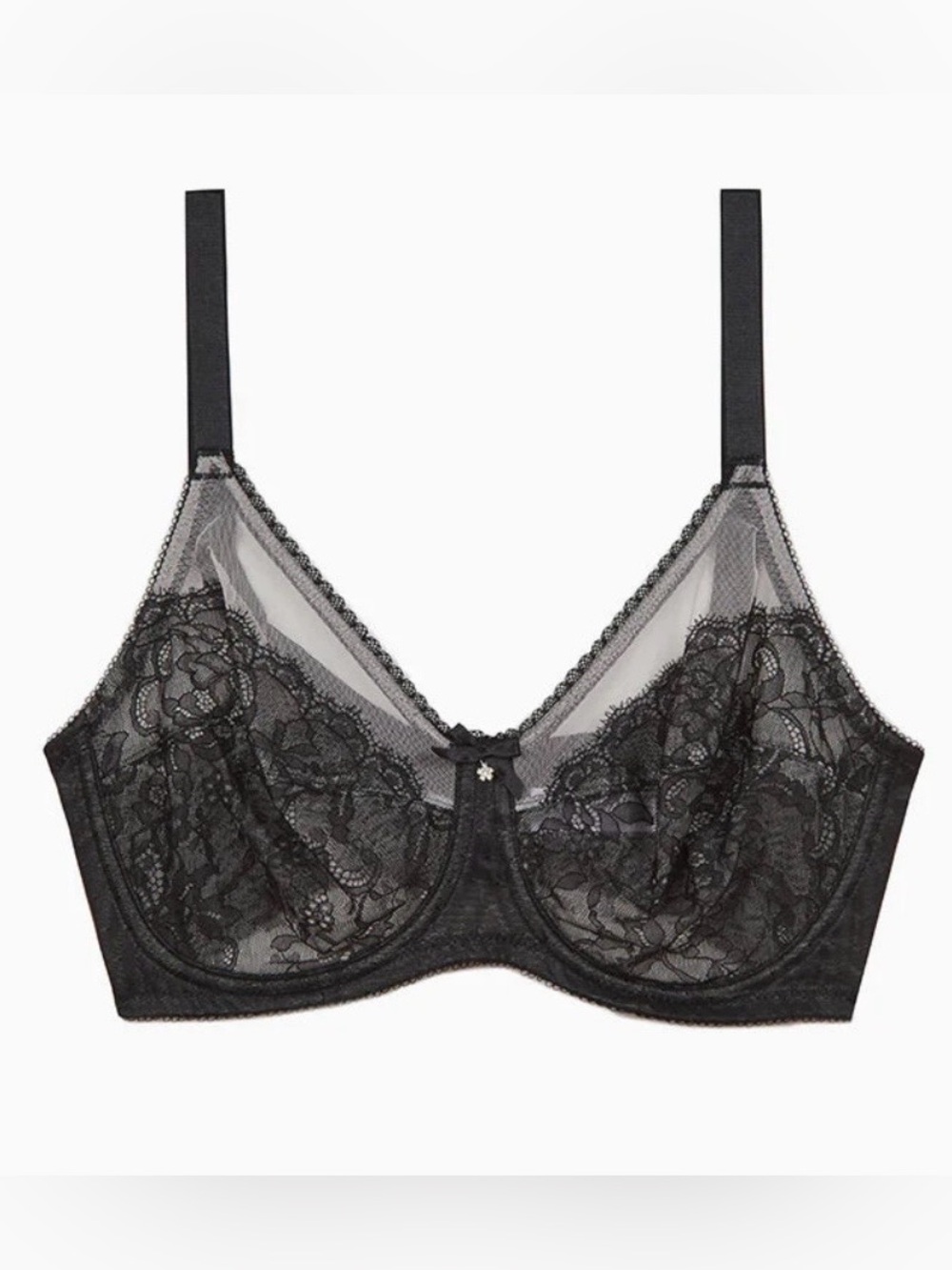 Wacoal 855186 Retro Chic Full Figure Underwire Bra 34DD Black White Lace Bra